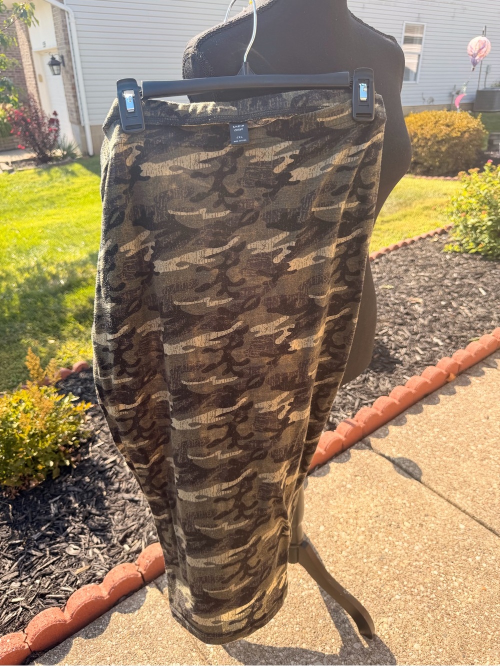 SHEIN Olive Green Camo Pencil Skirt